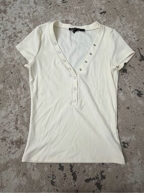 Willow & Root white button up top in size S